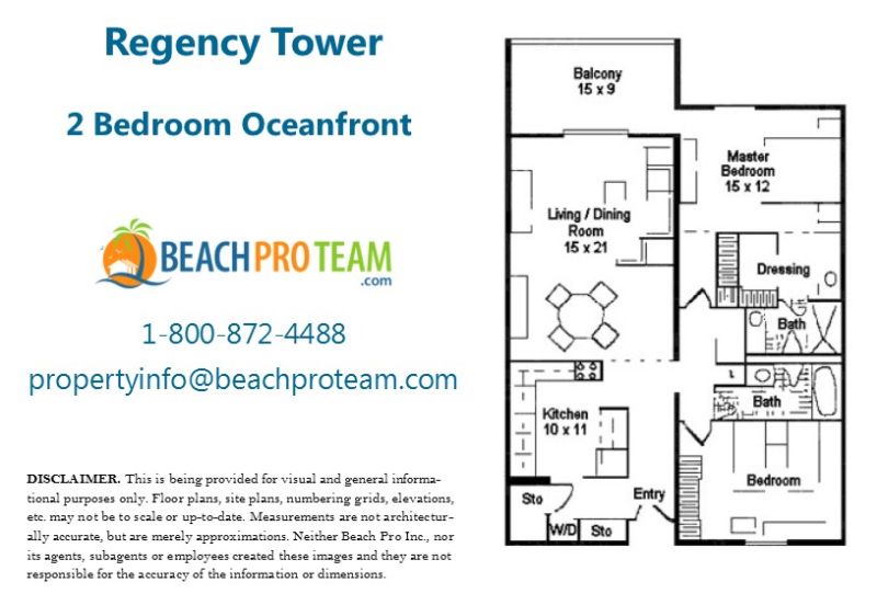 Regency Towers Floor Plan 1 - 2 Bedroom Oceanfront